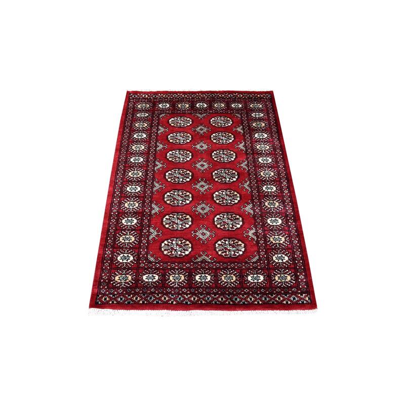 Shahbanu Rugs Denser Weave Deep and Rich Red Mori Super Bokara Pure Wool Hand Knotted Oriental